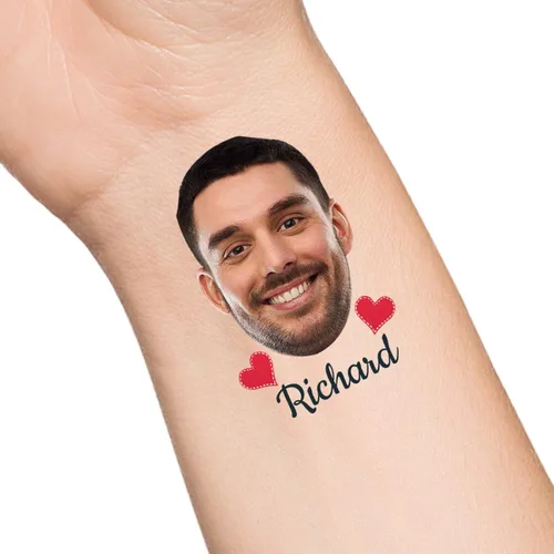 Vista 19 de Tatuajes temporales personalizados con texto de nombre, tatuaje temporal personalizado con logotipo fotográfico para adultos, parejas, mujeres