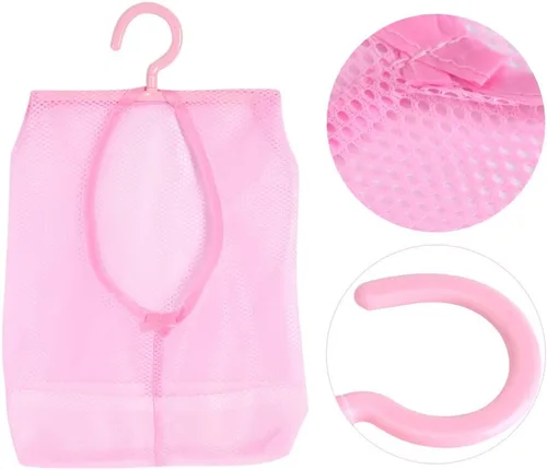 Vista 3 de LiebeWH Bolsa de almacenamiento de malla colgante para lavandería, bolsa de ropa sucia con gancho para colgar para pared, armario, caravana, baño