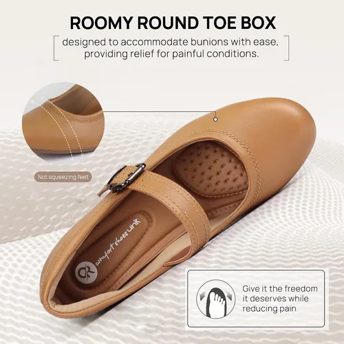Vista 3 de Ortho+rest Zapatos Mary Janes para juanetes, zapatos de vestir ortopédicos, tacones bajos y gruesos, bombas de trabajo