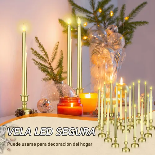 Vista 6 de Fumete 16 velas sin llama con base dorada Dorado