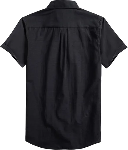 Vista 3 de Camisa Oxford para hombre de manga corta de ajuste normal, camisa casual con botones y bolsillo
