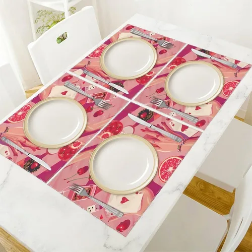 Vista 5 de Poker Night Placemats Set of 6 Resistant Table Mats Washable Place Mats for Dinner Party Table Decoration