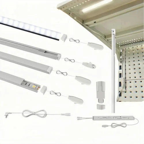 Vista 10 de Kit de luz de góndola al por menor, montaje magnético blanco puro de 6000 K con controlador de 24 V y pista de alimentación para estantes