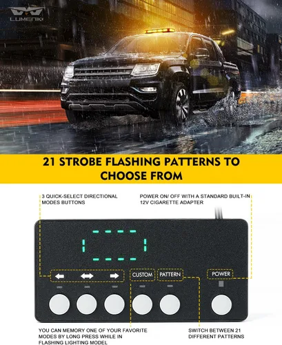 Vista 4 de LUMENIX Barra de luces estroboscópicas de baliza para techo, barra de luces LED ámbar de seguridad de tráfico de emergencia con base magnética