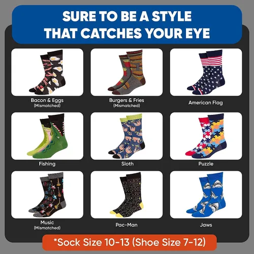 Vista 4 de NKPT Fun Socks for Men Mens Funny Socks Novelty Socks Funky Socks Men Crazy Socks for Men Single Packs