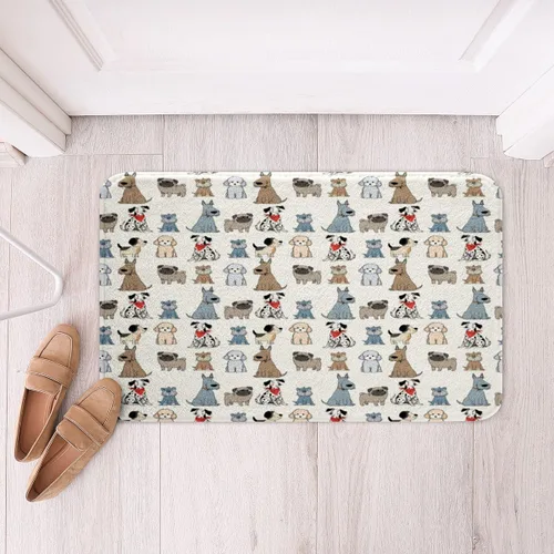 Vista 4 de Erosebridal Lindas alfombras de baño para perros, diseño de cachorro de carlino de dibujos animados para niñas y niños, alfombras de baño
