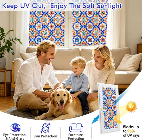 Vista 4 de SOMWISE Película de privacidad para ventana de vidrio esmerilado con herramientas, bloqueo de calor, anti-UV, antirreflejo, adherencia estática