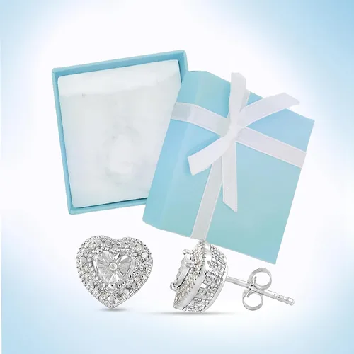 Vista 7 de Aretes de perno con solitario con apariencia de diamante blanco hechos de plata esterlina