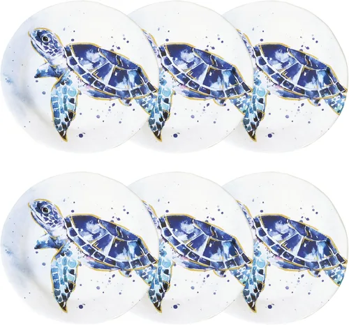 Vista 5 de UP UPware - Juego de platos redondos para ensalada de melamina de cangrejo, platos redondos para risotto, pasta y ensalada, sin BPA, aptos