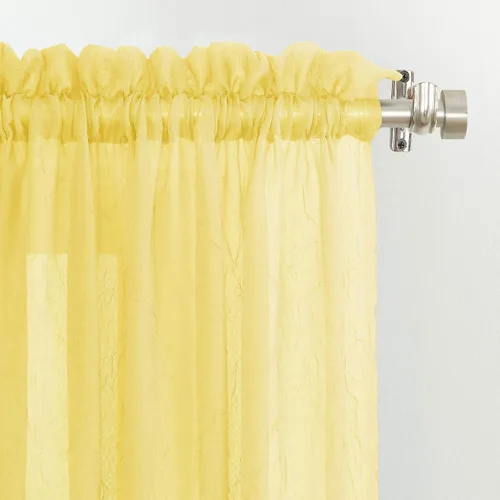 Vista 2 de No. 918 Erica - Juego de 3 cortinas de gasa triturada con cuentas transparentes con bolsillo para cortinero Amarillo