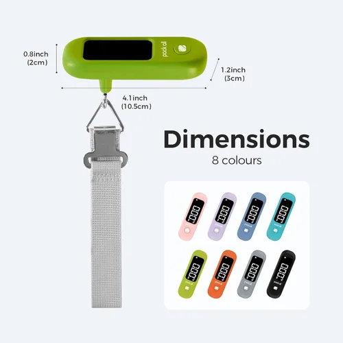 Vista 8 de pack all Báscula de equipaje de 110 libras, báscula digital de equipaje de mano, báscula de peso para maleta de viaje con pantalla LCD, batería