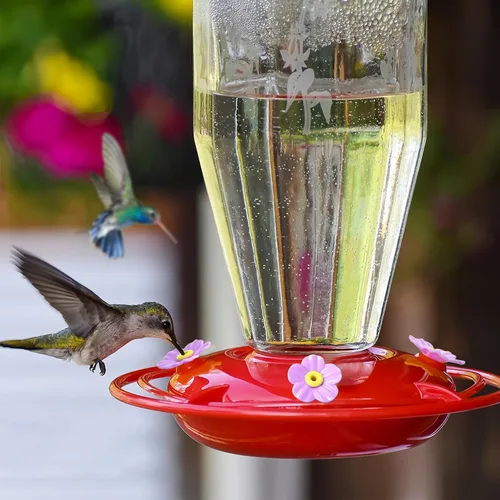 Vista 6 de 20 piezas de repuesto para comedero de colibríes con cepillo de limpieza, piezas de repuesto para alimentador de flores (morado)