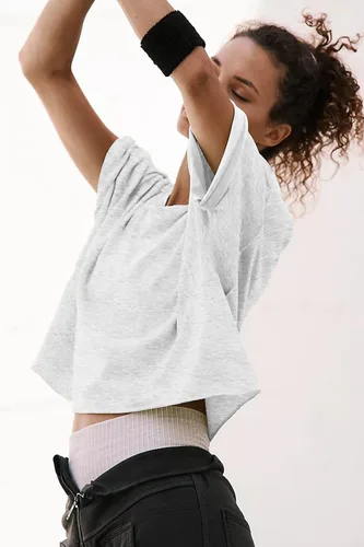 Vista 3 de Carpetcom Camisetas de entrenamiento de gran tamaño para mujer, manga corta, hombros caídos, casuales, holgadas, para gimnasio, yoga, atlética
