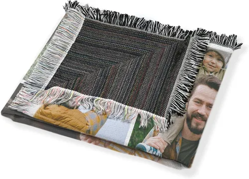 Vista 3 de FrameStory Manta personalizada con fotos y texto, totalmente personalizable con tus fotos y mensajes, manta tejida de mezcla de poliéster de algodón