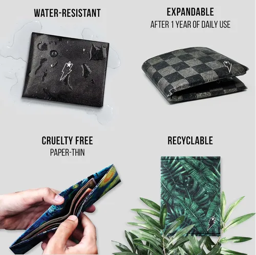 Vista 9 de SUPERVEK Cartera de papel: cartera delgada vegana, delgada, resistente al desgarro y al agua para hombre, The Great Wave, Regular