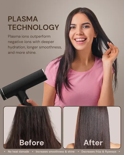 Vista 5 de ANNLARY Secador de pelo de iones de plasma con difusor para cabello rizado, secador profesional de alta velocidad de 110000 RPM con iones de plasma