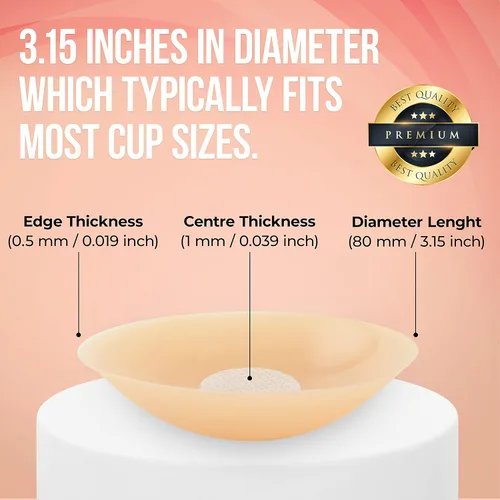 Vista 3 de FASHLON Paquete de cinta adhesiva para tetas de 2 rollos (café oscuro) y 2 pares de cubiertas de silicona para pezones (beige)