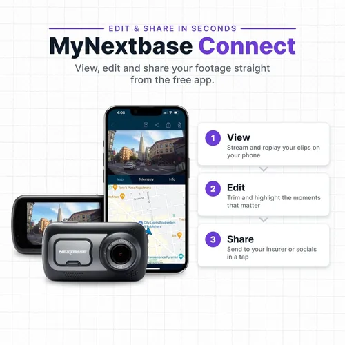 Vista 8 de Nextbase Cámara de tablero Wi-Fi HD de 1440p 522GW con Alexa..