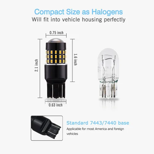 Vista 5 de AUTOGINE 4 bombillas LED superbrillantes de 9-30 V 7440 7441 7443 7444 992 3014 54-EX chipsets con proyector para luces direccionales, luces