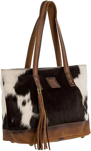 Vista 3 de STS Ranchwear Classic Cowhide Tote Ladies Leather Zip Multi