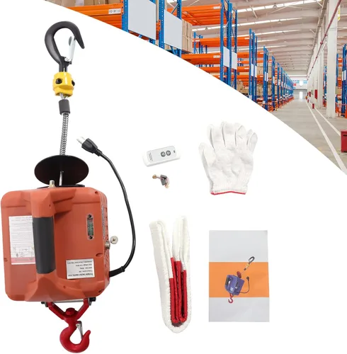 Vista 12 de Cabrestante eléctrico 3 en 1, cabrestante eléctrico portátil de 880 libras, grúa de cabrestante eléctrico de 1500 W 110 V, altura de elevación de 62