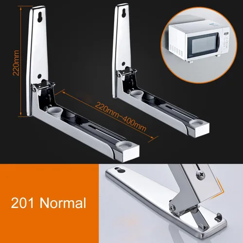 Vista 3 de iayokocc Soporte de microondas montado en la pared, soporte plegable de acero inoxidable estante de horno de cocina (plata)