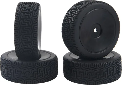Vista 2 de Llantas hexagonales RC de 0.472 in y neumáticos de goma compatibles con HSP Tamiya HPI Kyosho 1/10 On-Road Touring Car WLtoys 1/14 144001 Traxxas