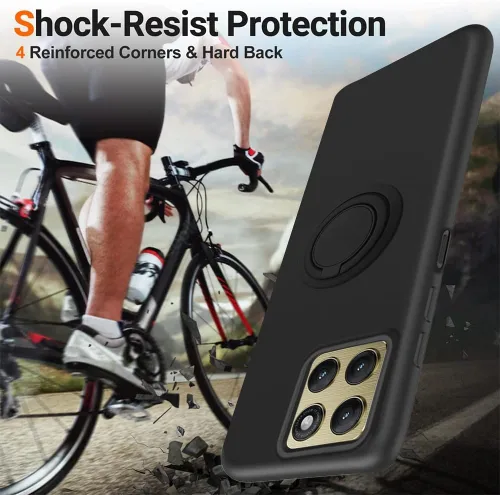 Vista 6 de Funda compatible con Motorola Moto Edge 2026 con protector de pantalla, soporte de anillo giratorio de 360°, soporte de silicona TPU a prueba