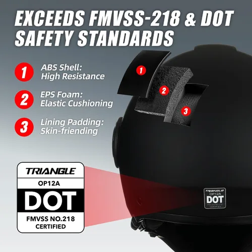 Vista 5 de TRIANGLE Cascos de motocicleta de cara completa, casco de motocross todoterreno para hombres y mujeres, doble visera con protector solar interno