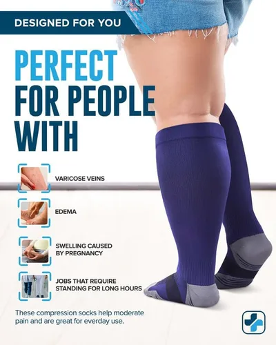 Vista 4 de Doctor's Select 3 Pairs Plus Size Compression Socks Wide Calf - Upt o 6XL 20-30 mmHg Compression Socks for Women Wide Calf