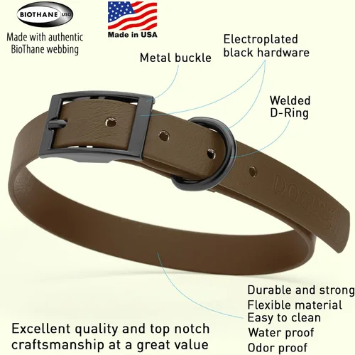 Vista 77 de Dogline Biothane - Collar impermeable para perro con hebilla de liberación rápida, resistente cincha de nailon recubierta con resistente y a prueba