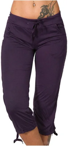 Vista 42 de Pantalones capri para mujer, estilo casual, de verano, elásticos, de cintura alta, pantalones de yoga, ajuste atlético, pantalones deportivos