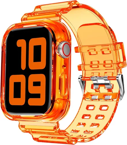 Vista 45 de DABAOZA - Correa transparente compatible con Apple Watch de 1.772 in y 1.732 in, con purpurina transparente Women Men,Glitter Bling TPU