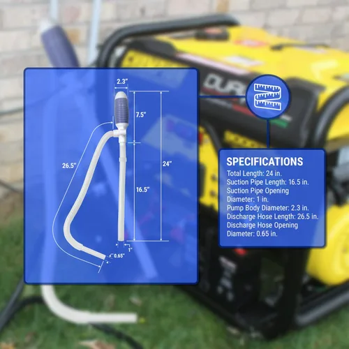 Vista 8 de TERA PUMP TRDP15 Bomba de transferencia de combustible manual de sifón de servicio pesado, flujo rápido 3.2 GPM, tubo de succión flexible, bomba