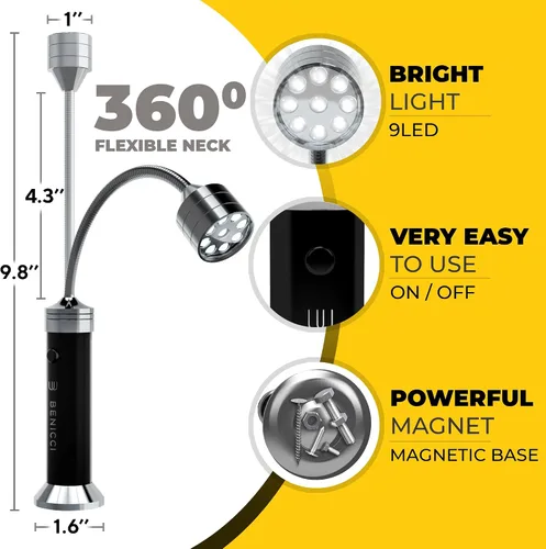 Vista 3 de Juego de 2 luces LED flexibles para parrilla, la luz perfecta para accesorios de parrilla con base magnética de 360 grados y cuello de cisne