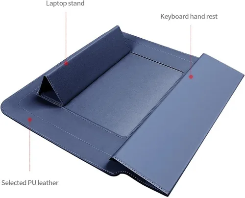 Vista 3 de 13 14 Inch Laptop Sleeve Case Waterproof Leather Case with Adjustable Stand Compatible with MacBook Air/Pro 13-13.3 inch / 2021 Mac MacBook 14inch