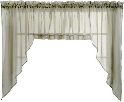 Vista 51 de Stylemaster Elegance Cenefa recta de gasa transparente, 60 x 14 pulgadas, color dorado