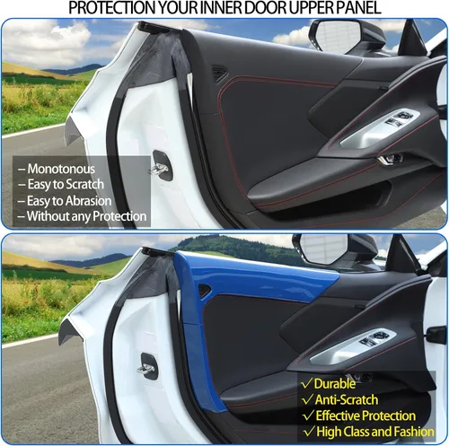 Vista 2 de Cubierta de panel interior de puerta compatible con Chevrolet Corvette C8 Stingray 2020-2024, decoración de marco de panel superior de puerta Azul