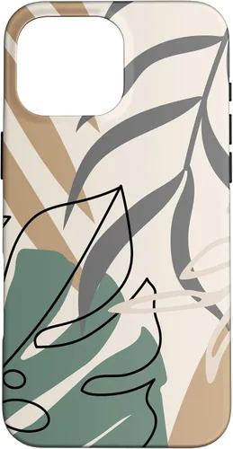 Vista 19 de Funda abstracta minimalista exótica para iPhone 16 Tropical Botanical Beige Brown