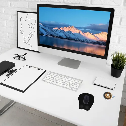 Vista 8 de Alfombrilla ergonómica para mouse, antideslizante, reposamuñecas para oficina, computadora, laptop y Mac (A-negro)