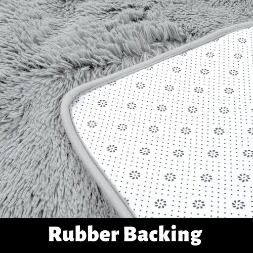 Vista 3 de Alfombra gris claro para dormitorio, 5 x 7 pies, esponjosa, peluda, rectangular, para sala de estar, para habitación de niños, para cuarto de bebé