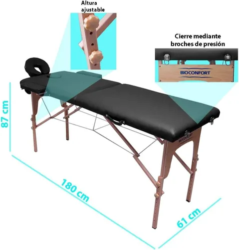 Vista 3 de NANOFORT Cama masaje Camilla 180X60cm Plegable Portatil Fisioterapia Faciales Tatuaje Ligera SPA (Negro)