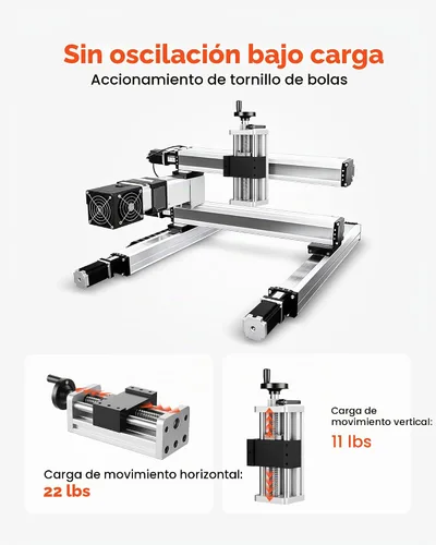 Vista 5 de VEVOR Actuador de etapa lineal, carrera efectiva de 100 mm, guía de movimiento lineal CNC de husillo de bolas, eje óptico doble, C7 de alta