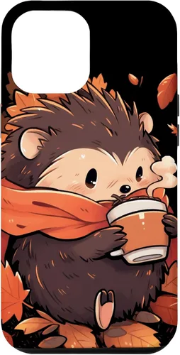 Vista 26 de Hedgehog Fall Autumn Leaves Pumpkin Spice Latte Kawaii Case for iPhone 16