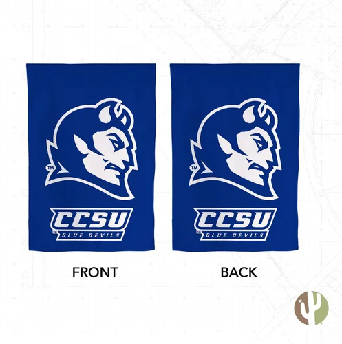 Vista 2 de Desert Cactus Bandera de jardín de la Universidad Estatal Central de Connecticut CCSU Blue Devils Banner 100% poliéster (diseño B)