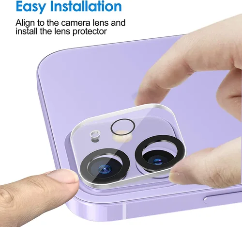 Vista 4 de Protector de lente de cámara para iPhone 11/12 Mini, vidrio templado, cobertura completa, antiarañazos, paquete de 2