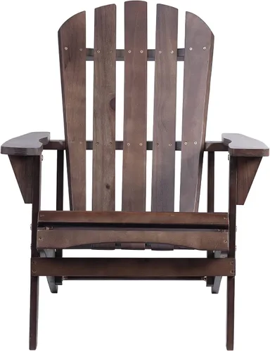 Vista 2 de Silla Adirondack de madera maciza para patio trasero, jardín, césped, porche, color marrón oscuro