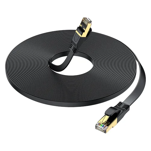 Vista 10 de Cable Ethernet Cat 8 de 3 pies, cable de red LAN de alta velocidad para exteriores e interiores, cable de conexión SFTP chapado en oro RJ45 de 40