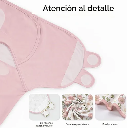 Vista 5 de Pañales de algodón orgánico para recién nacidos, suaves y cómodos con velcro, saco de dormir de 0 a 3 meses, ayuda a calmar el reflejo