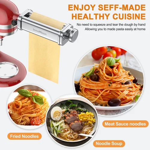 Vista 2 de Accesorio para hacer pasta para batidoras de pie KitchenAid, acero inoxidable para ayuda de cocina, accesorio de pasta, incluye rodillo de hoja